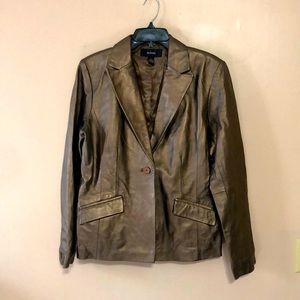 Alfani leather blazer size Large . Super soft leather in bronze color